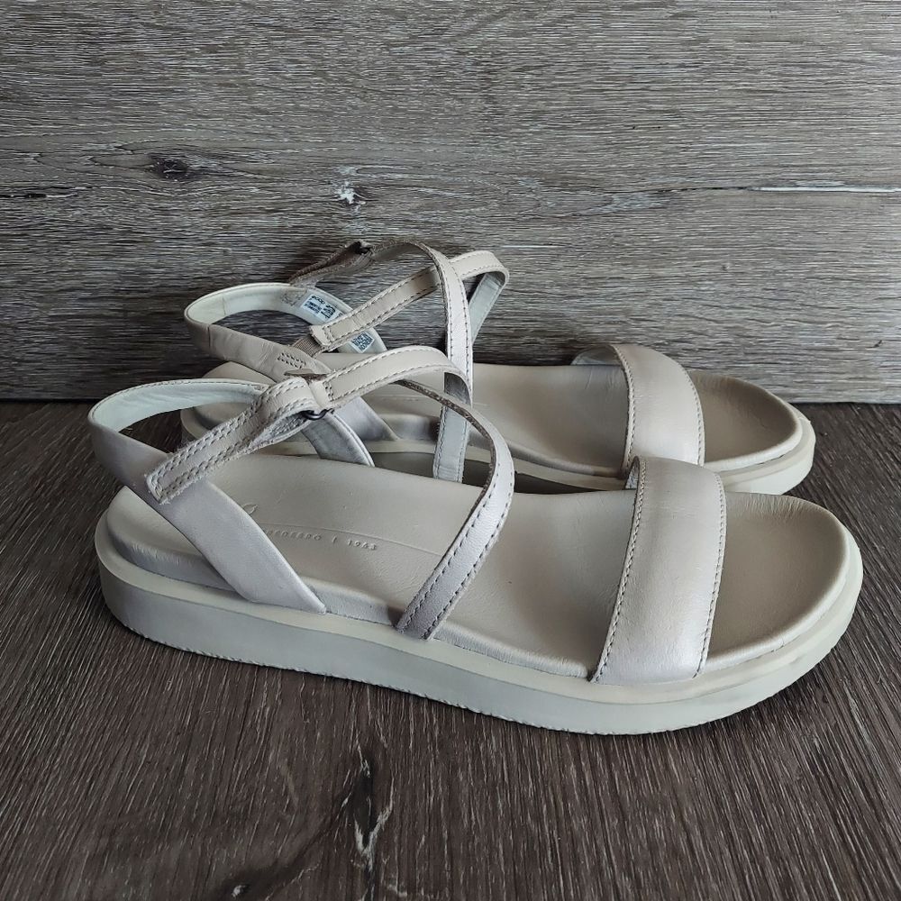 Ecco Flowt LX Comfort Cross Strappy Leather Sandals Gravel Droid Silver Grey 7